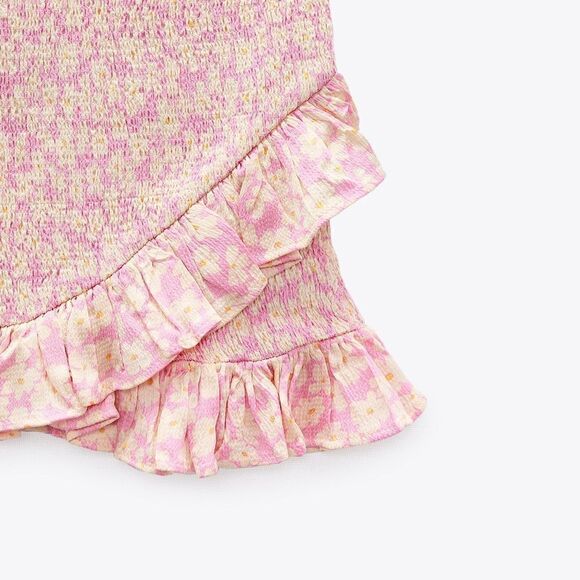 Zara Pink Floral Print Mini Skirt NWT XS - Picture 2 of 7